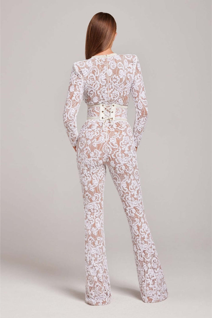 Lace Jumpsuit - Long Sleeve - Fitted
