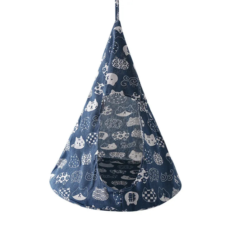 Pet bed tent with a cozy hammock, offering a private cat hideaway.