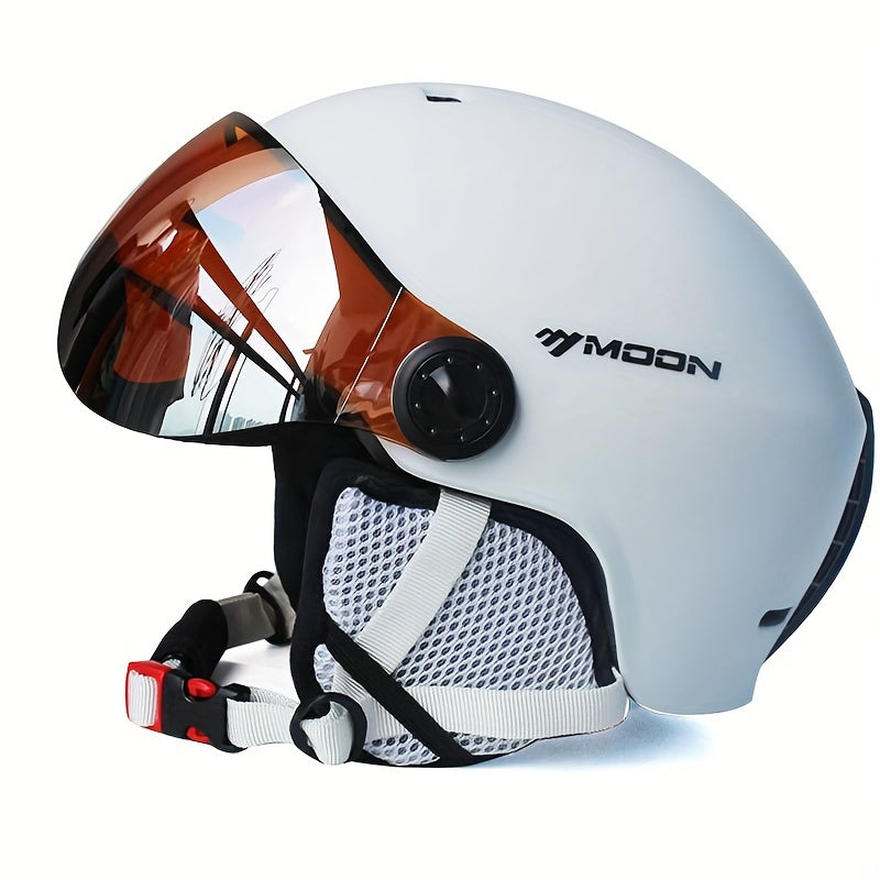 Interior of a comfortable ski helmet with removable, washable padding. Ideal for outdoor activities.
