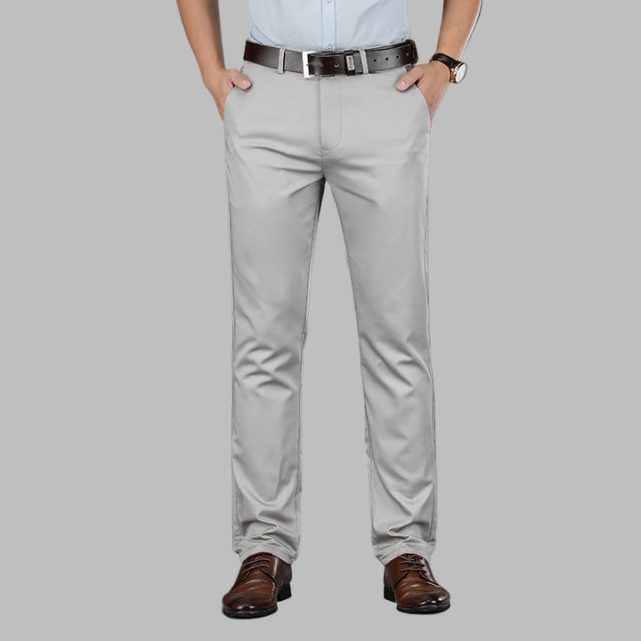 Versatile men's slim fit chino trousers, combining sleek modern design with ultimate comfort for any occasion.