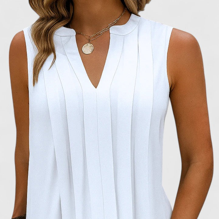 Graceful V-neck spring dress, a flattering and versatile women's garment.