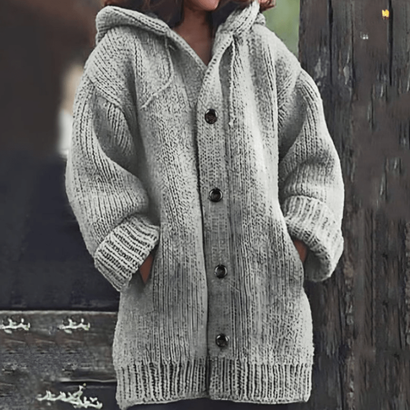 Elegant women's soft knit cardigan, a chic outerwear piece for versatile fall and everyday fashion.