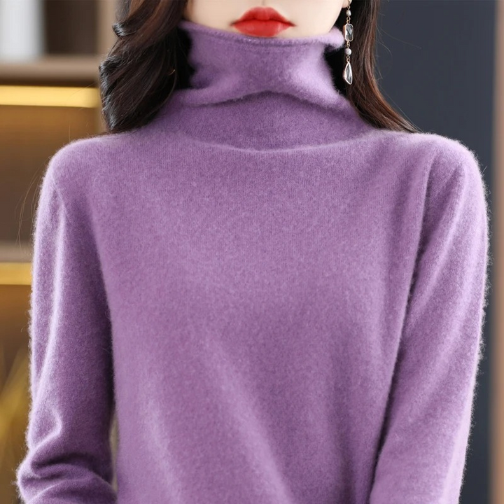 Soft women's pullover. Long sleeve, cozy roll neck top, perfect for winter fashion.