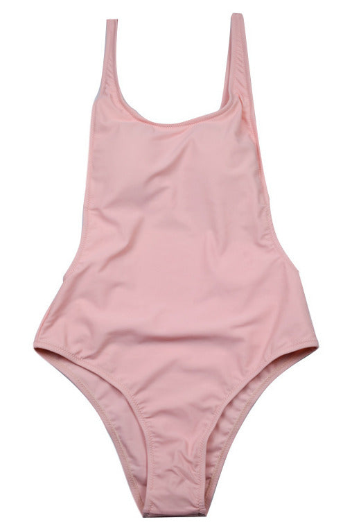 Women's elegant backless one-piece swimsuit, a versatile bathing suit for summer beachwear.