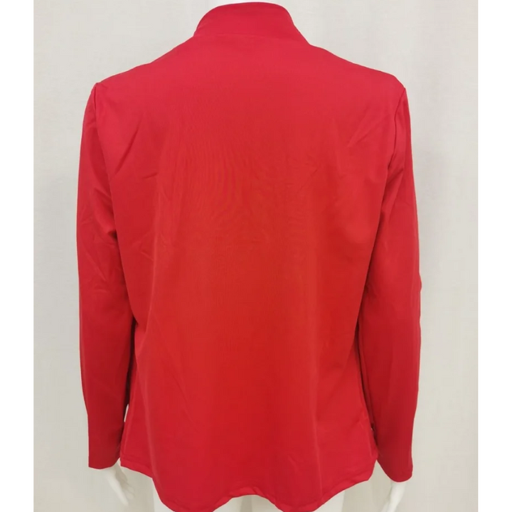 Vibrant red women's slim fit blazer. Elegant fashion jacket, perfect for stylish statements & any occasion.
