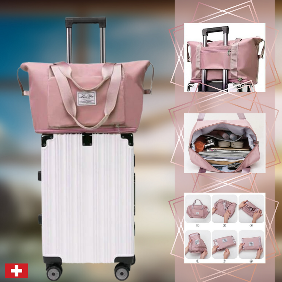 Compact women's travel tote, folding design for easy portability, versatile everyday bag.