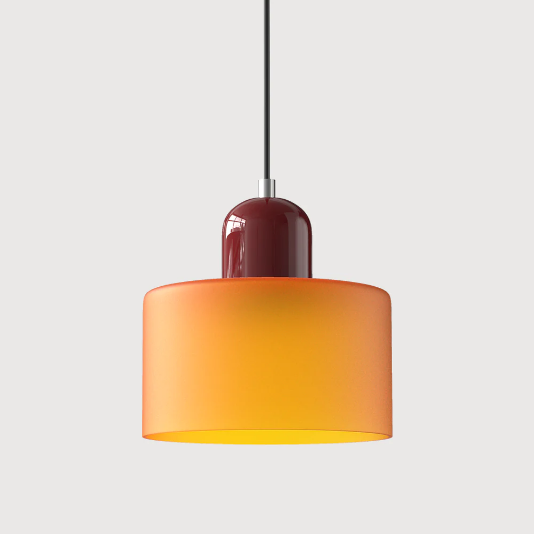 Vintage appeal glass pendant lamp, adjustable cord for customized retro lighting.