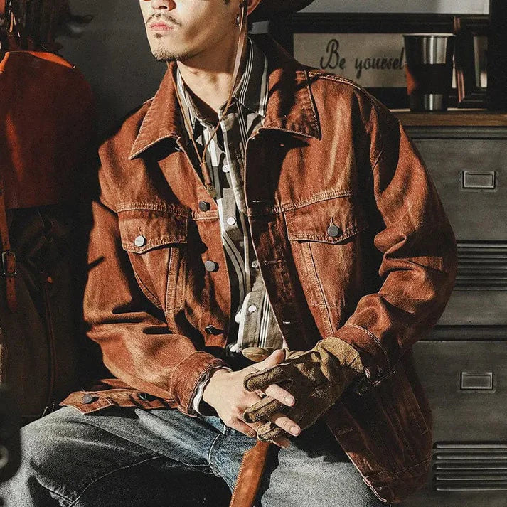 Casual men's brown jacket, an ideal layering piece for everyday fashion. Comfortable & stylish brown outerwear.