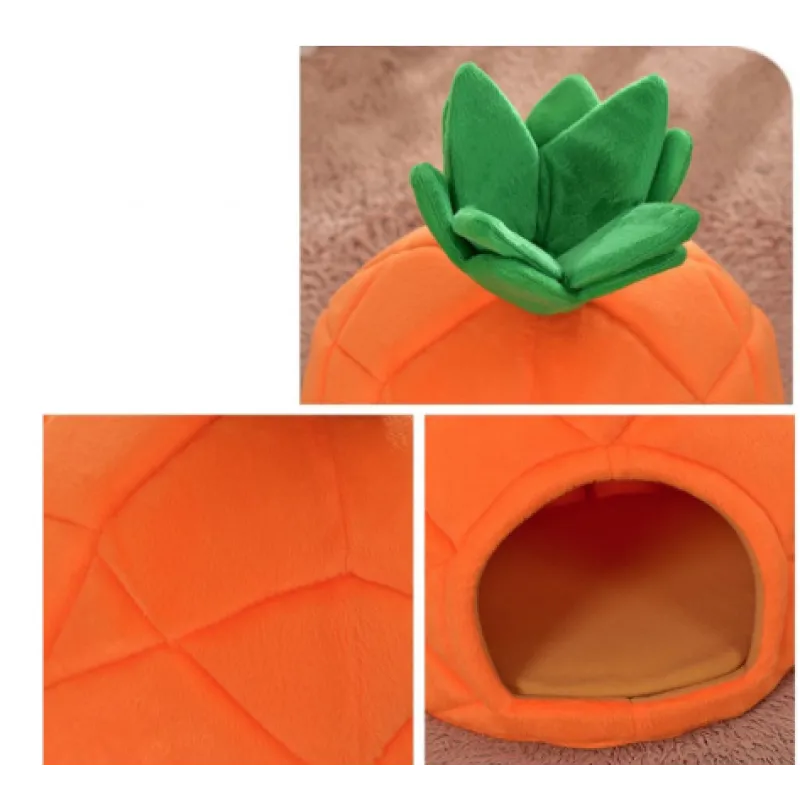 Unisex pineapple cat cave, a warm & cozy pet bed for small dogs & cats to snuggle.