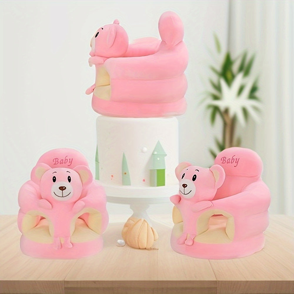 Baby's soft plush learning chair, offering secure support for first sitting and developmental milestones.