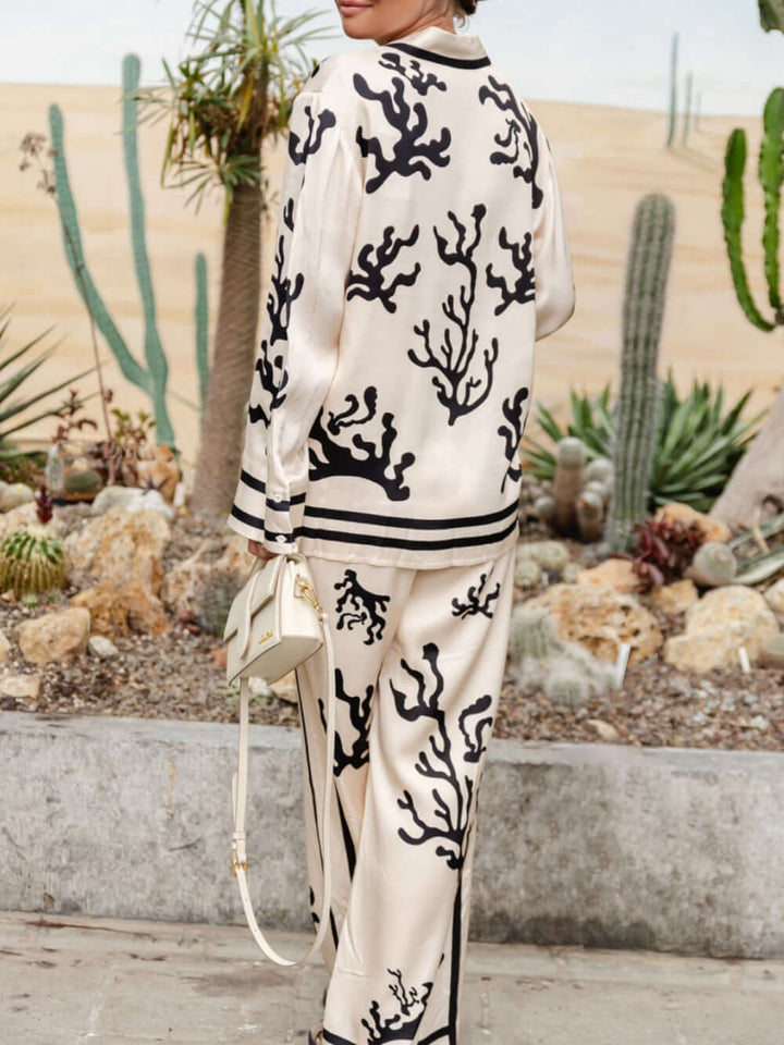 Blouse & Wide-Leg Pants Set
