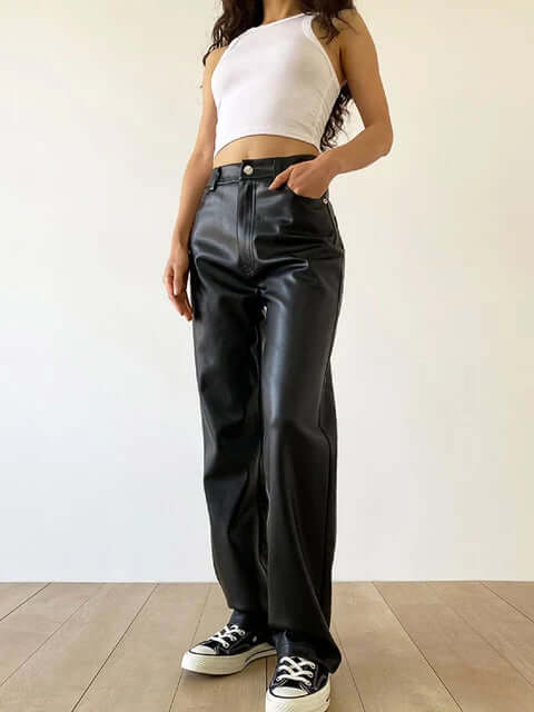 Women's High-Waist Straight Leg Vintage Pants