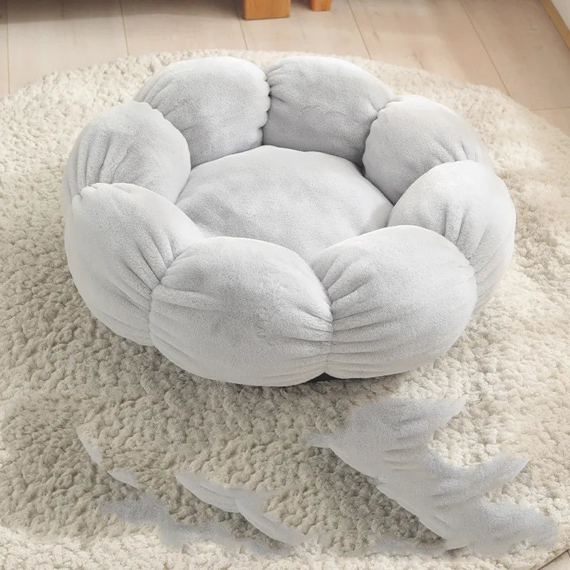 Stylish flower basket cat bed, modern pet furniture offering a cozy, soft spot for your feline friend.