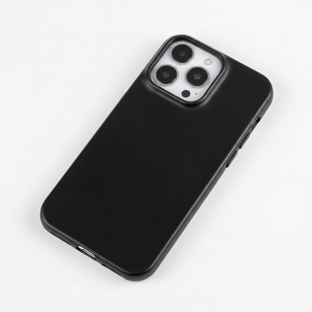 Protective leather iPhone case, superior shock absorption, durable phone accessory.