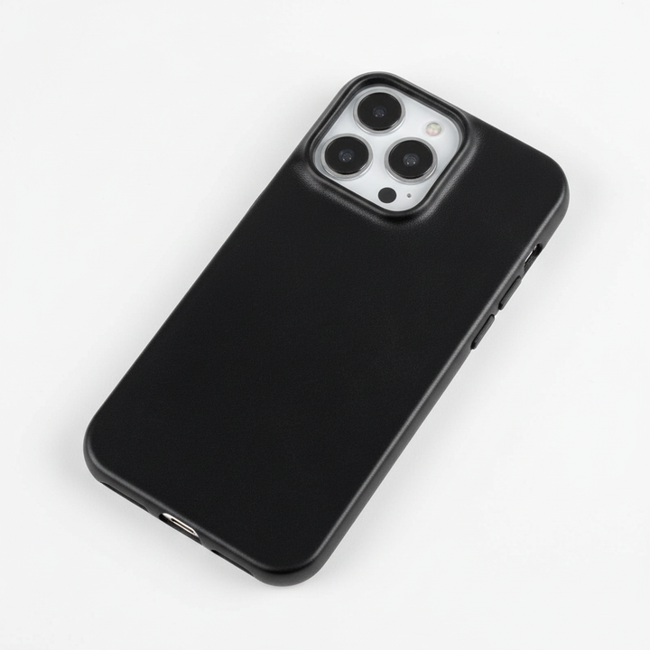 Protective leather iPhone case, superior shock absorption, durable phone accessory.