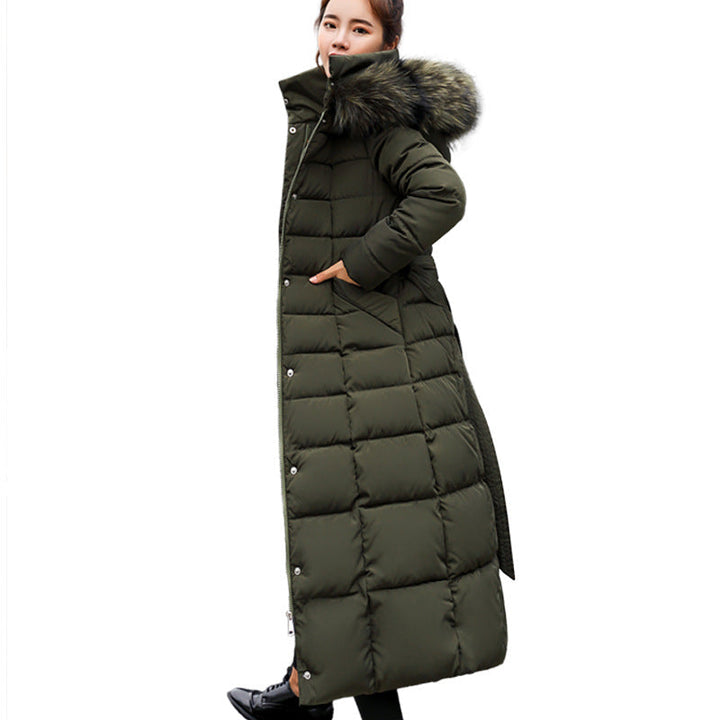 Women's long quilted hooded parka. A belted winter coat offering superior warmth & comfort.