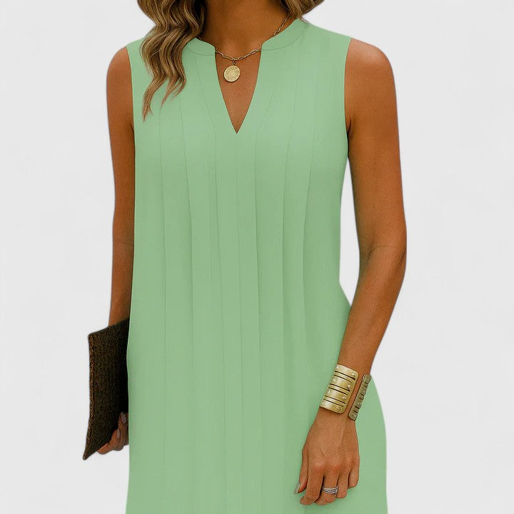 Casual V-neck women's dress, flattering and comfortable for everyday wear.