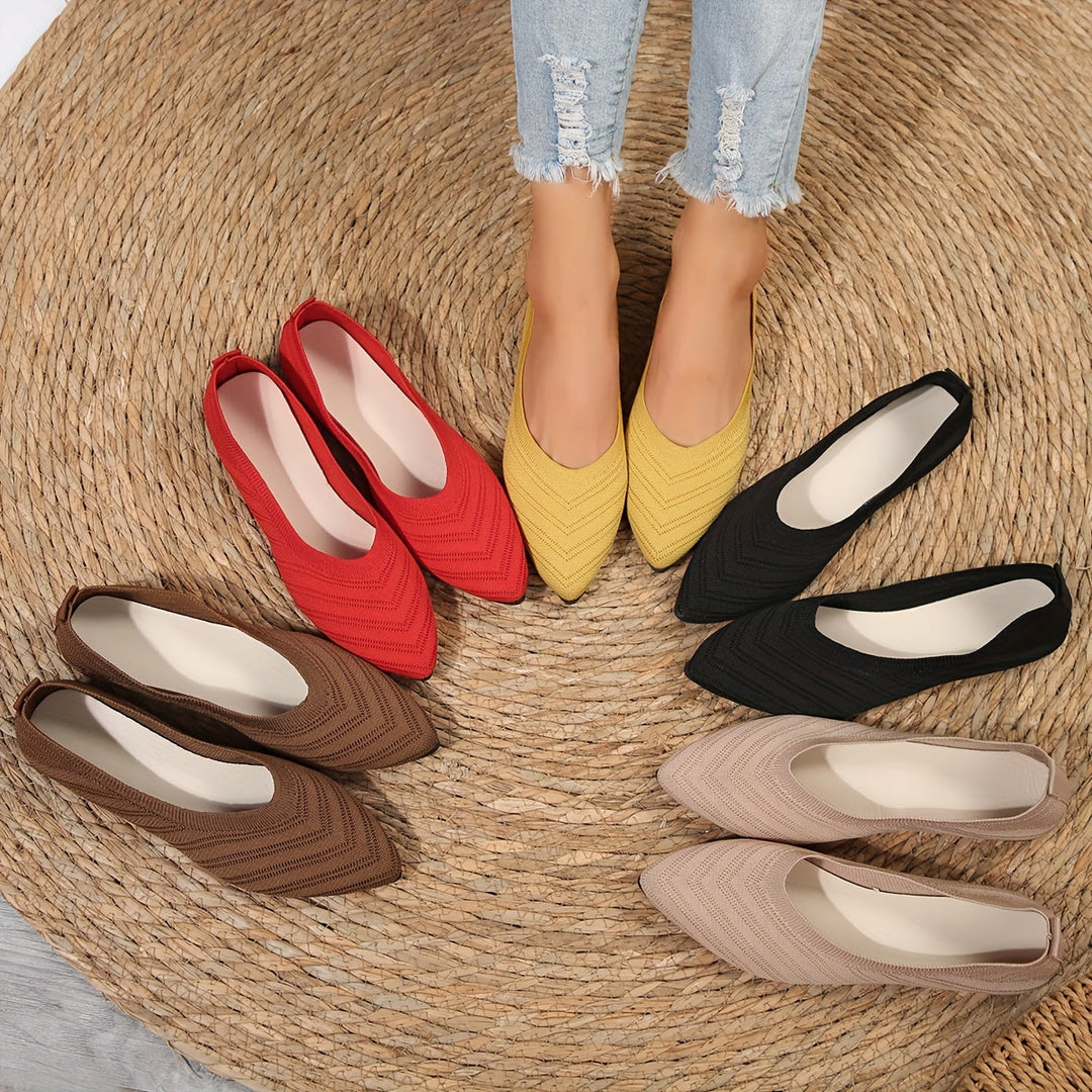 Versatile women's comfortable square toe flat shoes, ideal for casual everyday style. Chic slip-on footwear.