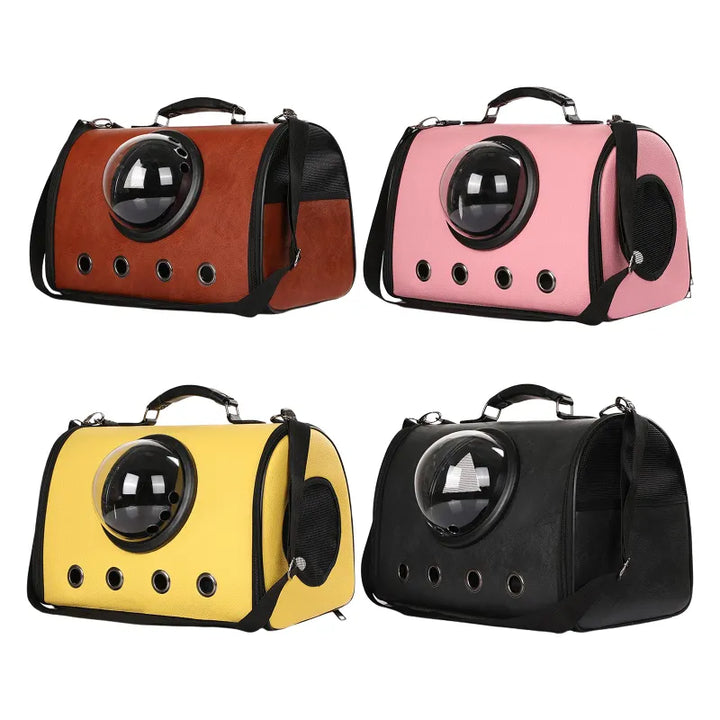Portable pet travel bag for small cats & dogs, designed for safe and easy car transportation.