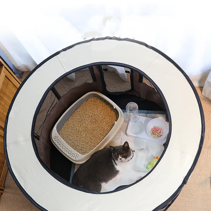 Durable pet tent for travel, a versatile indoor outdoor dog & cat house with ventilation.