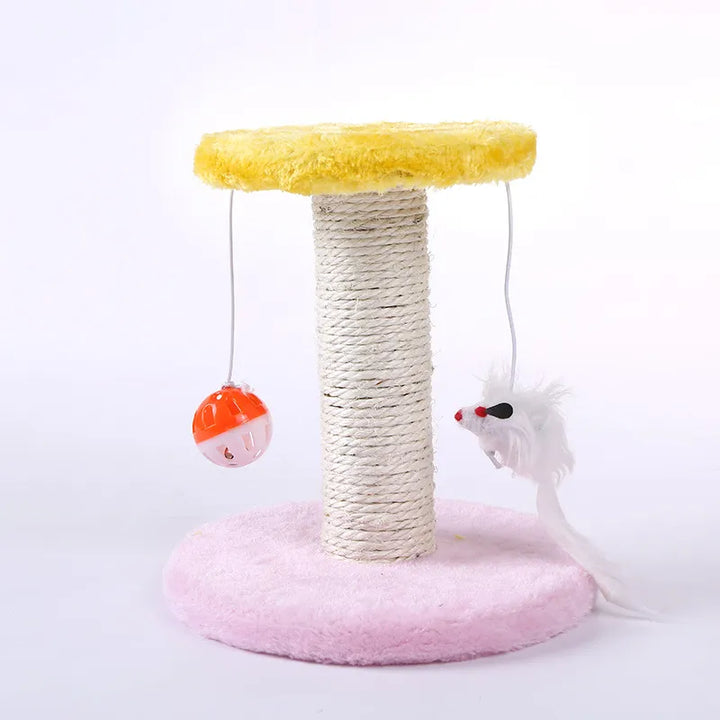 Durable sisal cat scratching post close-up, promoting healthy claw care & protecting furniture from playful cats.