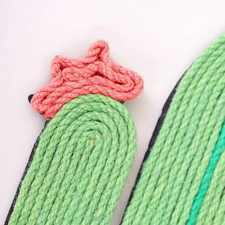 Cat scratching mat mounted on a wall, providing a vertical sisal scratcher toy for active felines.