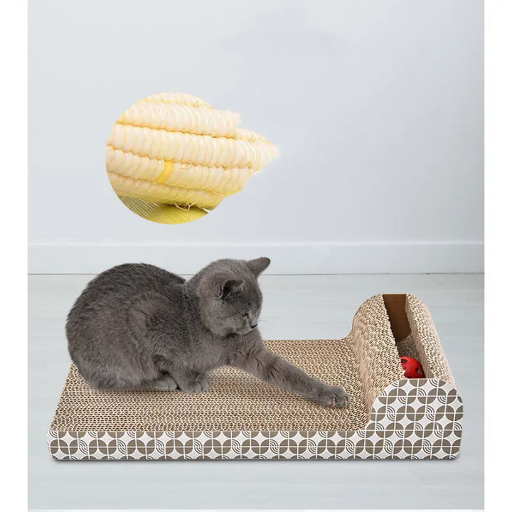 Protective cat scratching mat with interactive toy deters scratching furniture. Durable & engaging pet supply.