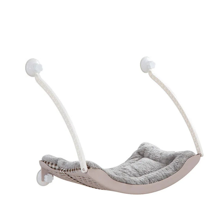 Sturdy suction cup cat window perch, easy-to-install elevated bed & cozy hammock for indoor cats.