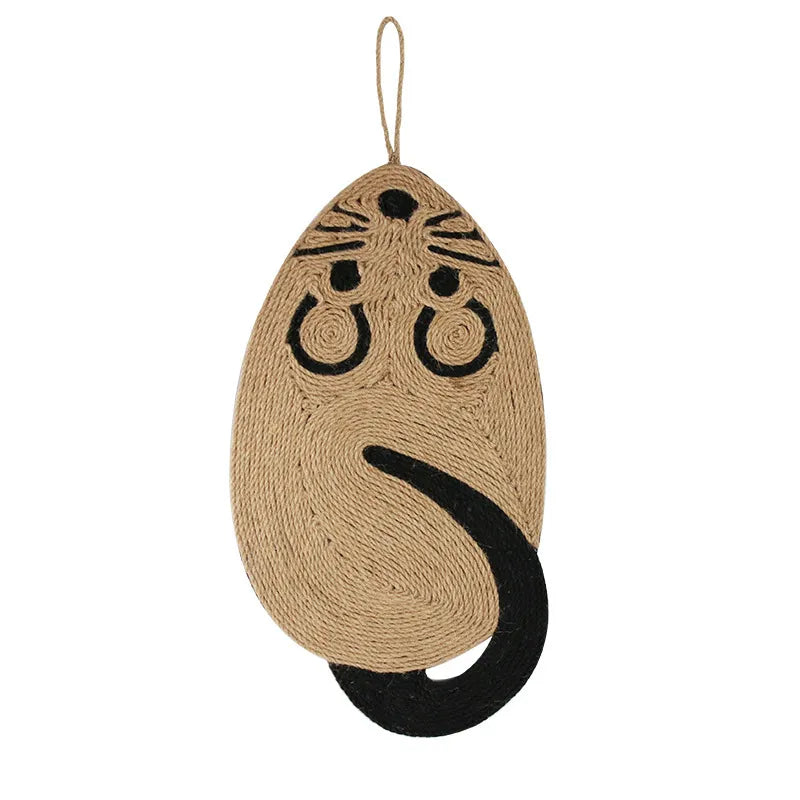 Cat's sisal scratch mat for feline play & relaxation. Protects furniture, durable pet accessory & interactive cat toy.