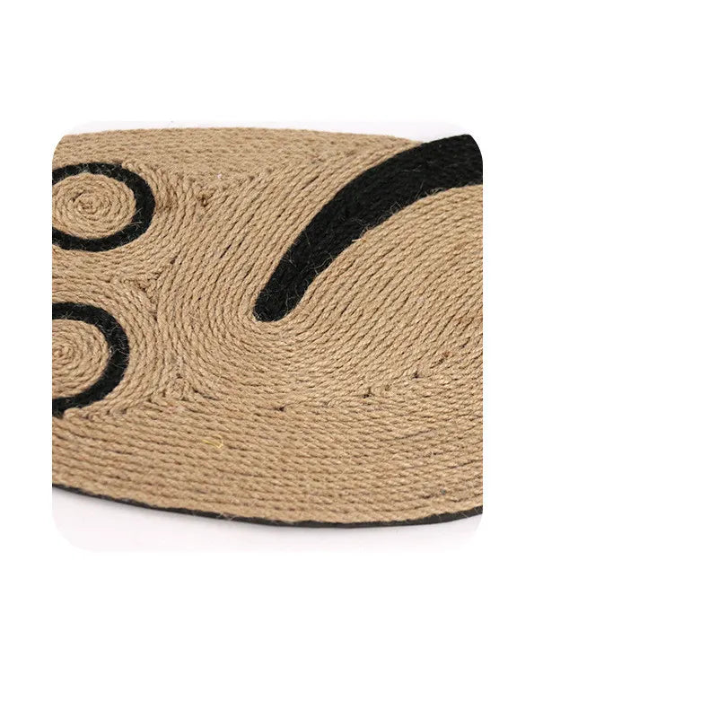 Interactive sisal cat scratch mat, a fun pet accessory for stimulating feline play and healthy scratching habits.