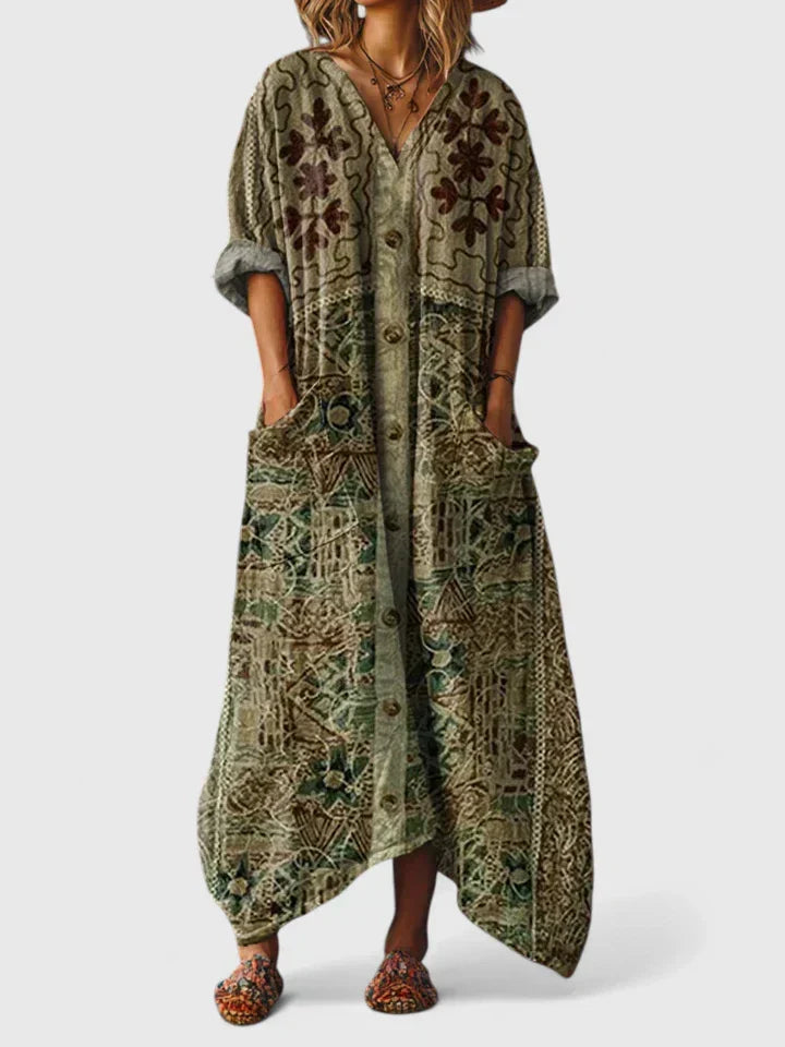 Stylish women's flowy maxi dress. A versatile elegant dress perfect for formal events, evening wear, or special occasions.