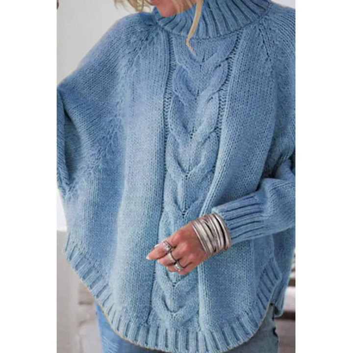 Comfortable women's long sleeve knitted pullover sweater, chic fashion for elegant everyday wear.