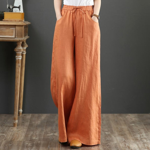 Effortless chic: women's wide leg trousers, elastic waist, offering ultimate comfort and a stylish loose fit.