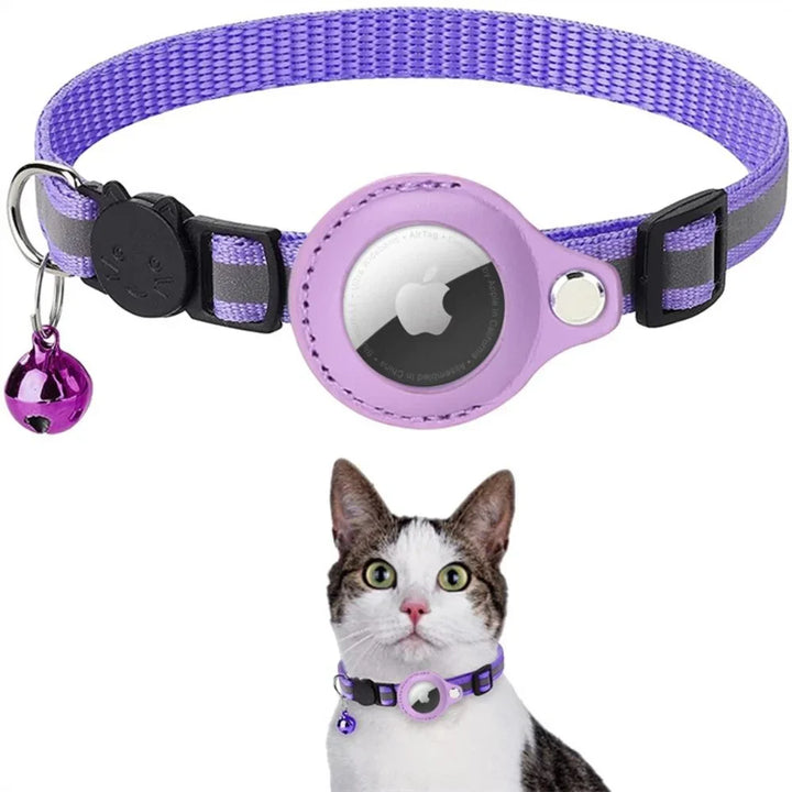 Aqua cat collar with a safety release mechanism & optional bell, excellent feline gear & pet supply.