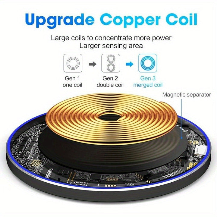 High-speed Fast Wireless Charger. Enjoy cable-free, efficient smartphone charging for both iPhone & Android models.