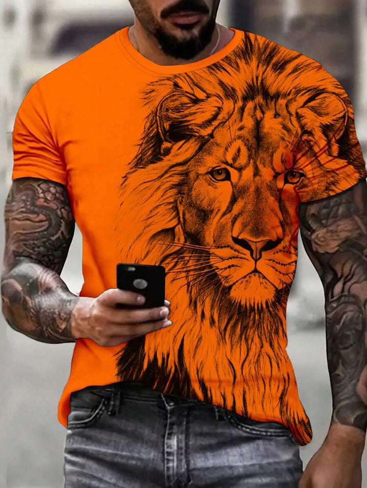 Men's slim-fit orange King's Day Celebration T-shirt, festive casual wear for holiday attire.