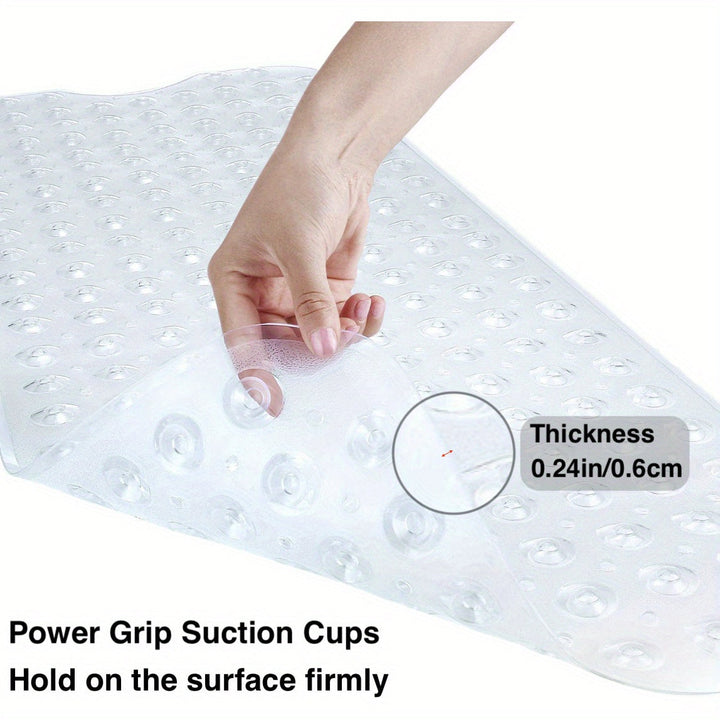Durable & extra long non-slip bath mat for superior bathroom safety. A washable anti-slip solution.