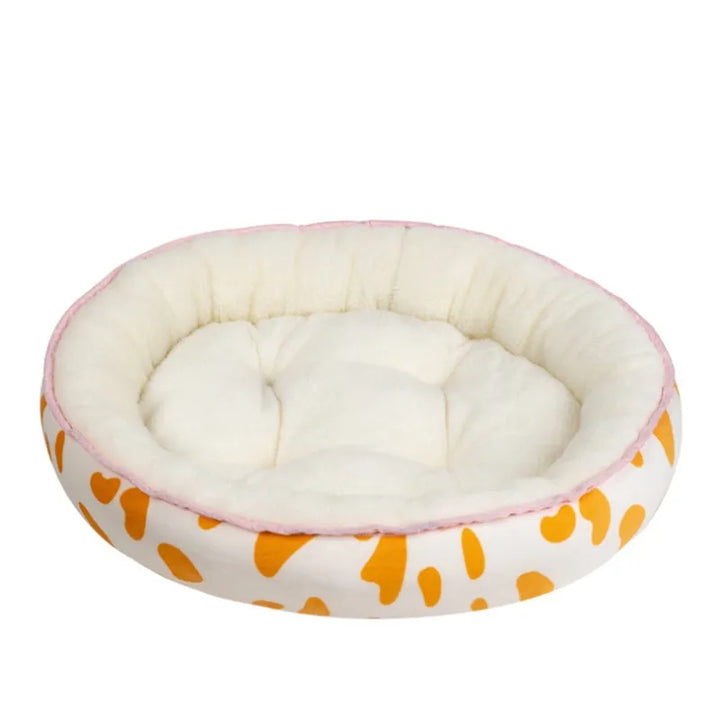 Soft round pet bed for ultimate comfort & relaxation. Cozy, washable, and perfect for cats & small dogs.