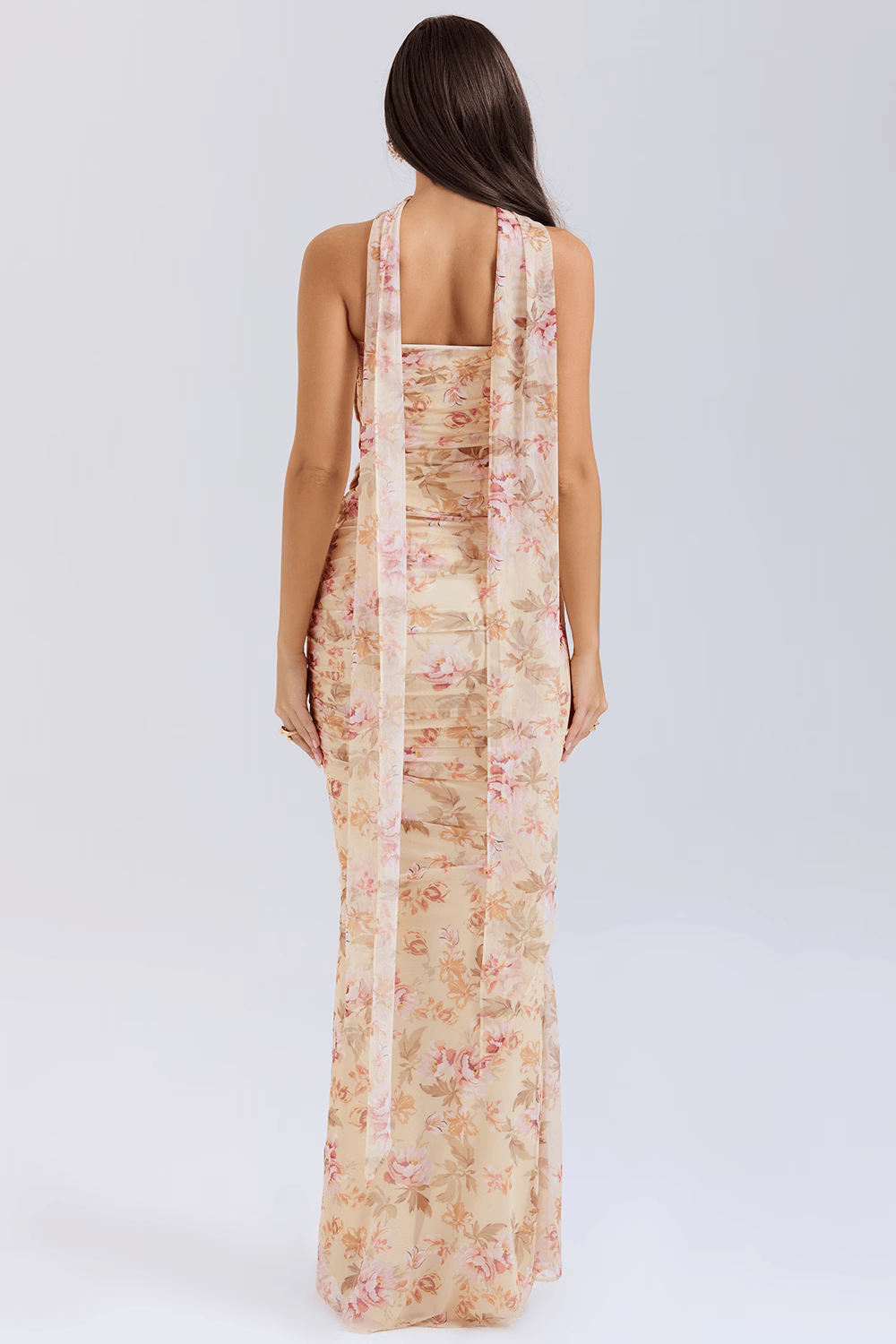 Structured women's mesh corset midi dress, an elegant evening party fashion statement.