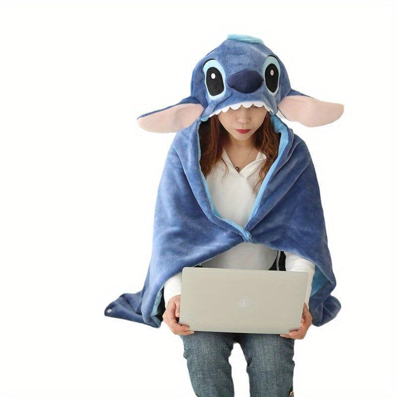 Adorable Disney Stitch hoodie blanket, soft loungewear for cozy movie nights and relaxing at home. Great gift.