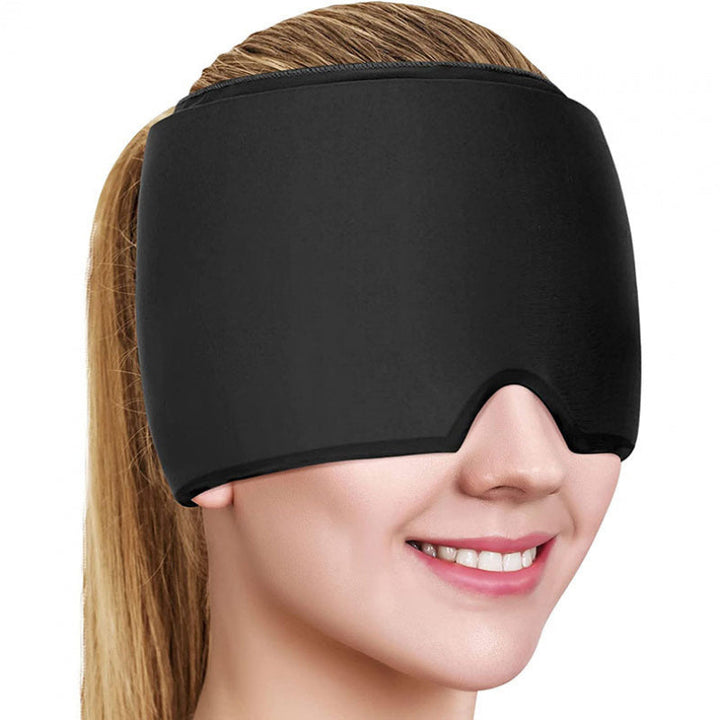 Targeted cooling gel headband for fast migraine and headache pain relief & relaxation.