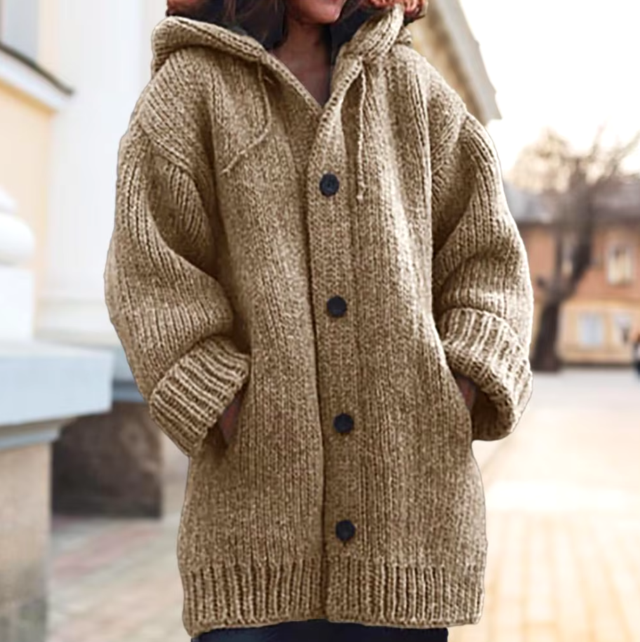 Comfortable long sleeve women's cardigan, soft knit for casual wear and effortless style.