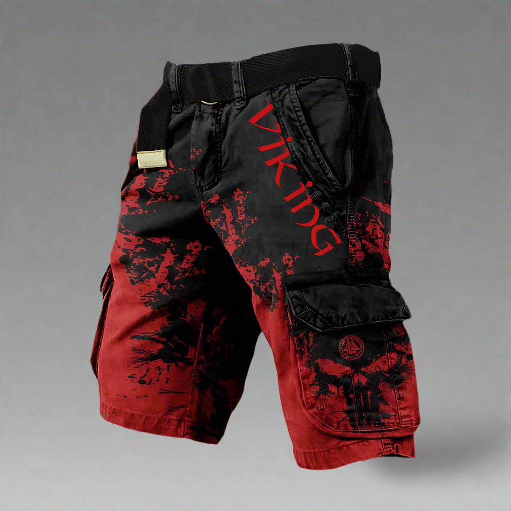 Dynamic men's patterned adventure shorts. High-performance activewear, ideal as sport or stylish casual shorts.