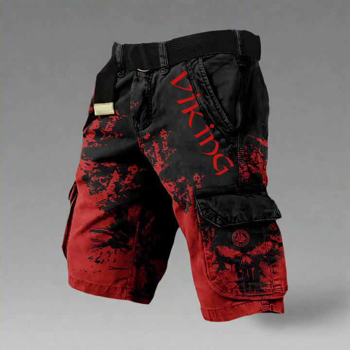 Dynamic men's patterned adventure shorts. High-performance activewear, ideal as sport or stylish casual shorts.