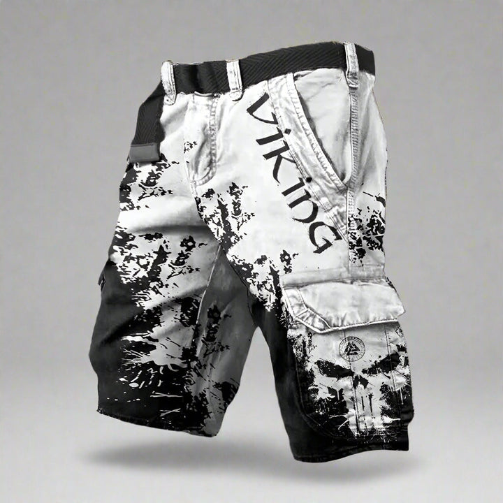 Stylish men's patterned adventure shorts. Perfect summer streetwear or casual athletic shorts for warm weather.