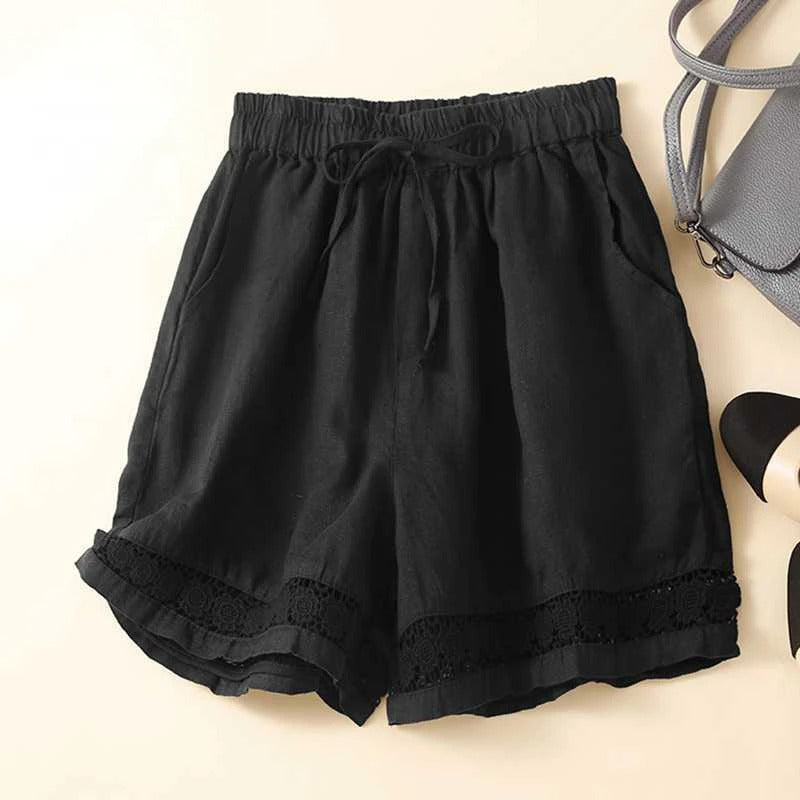 Stylish women's casual shorts, relaxed fit with elastic waist and pockets, perfect for warm weather everyday wear.