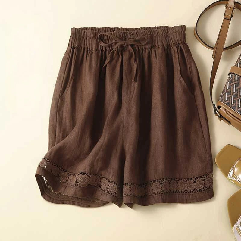 Women's drawstring shorts with a relaxed fit and elastic waistband, ideal for comfortable and stylish everyday wear.