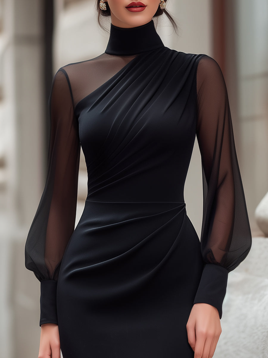 Women's sleek halter neck bodycon evening gown featuring sophisticated draping and a form-fitting silhouette.