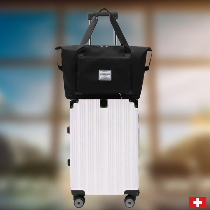 Women's compact folding travel bag, easy portability, stylish tote for everyday use.