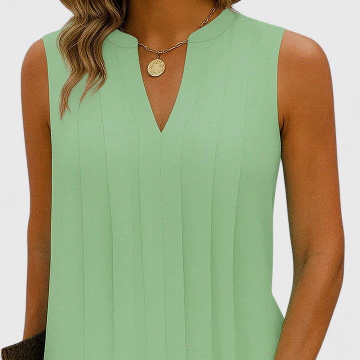 Women's V-neck dress, elegant & flattering, perfect for summer outings.